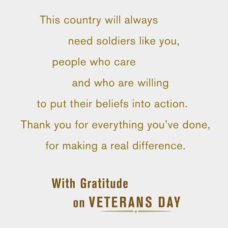 Hallmark U.S. Army Thank You For Your Service Veterans Day Card