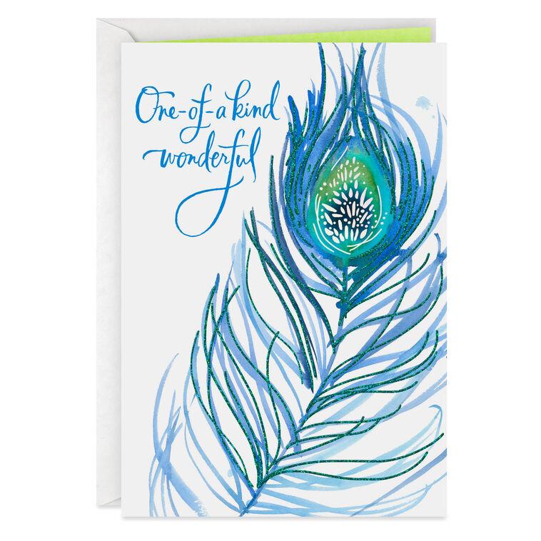 hallmark UNICEF One-of-a-Kind Wonderful Peacock Feather Birthday Card
