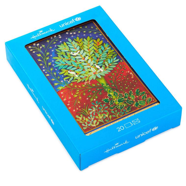 hallmark UNICEF Peaceful Holly Tree Boxed Christmas Cards Pack of 20