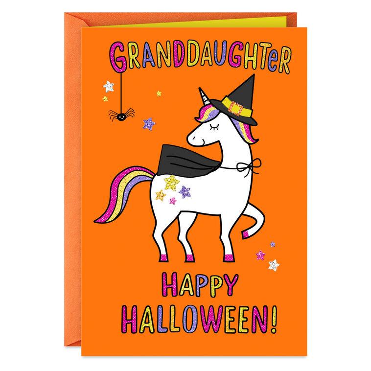 hallmark Unicorn in Witch's Hat Halloween Card for Granddaughter