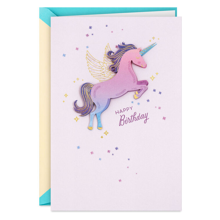 hallmark Unicorn May All Your Dreams Come True Birthday Card for Kids