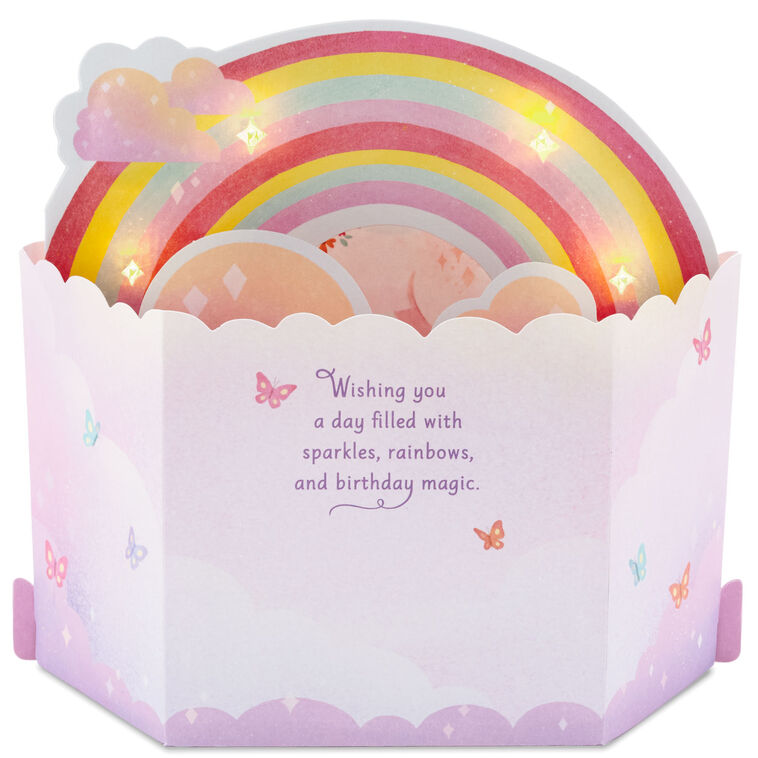 Hallmark Unicorn Rainbow Musical 3D Pop-Up Birthday Card With Light