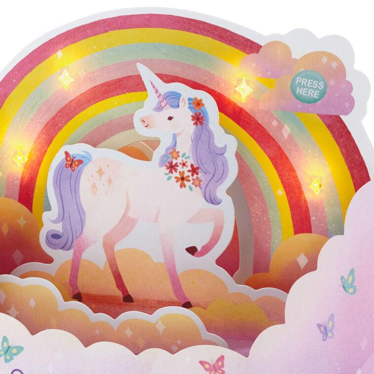 Hallmark Unicorn Rainbow Musical 3D Pop-Up Birthday Card With Light