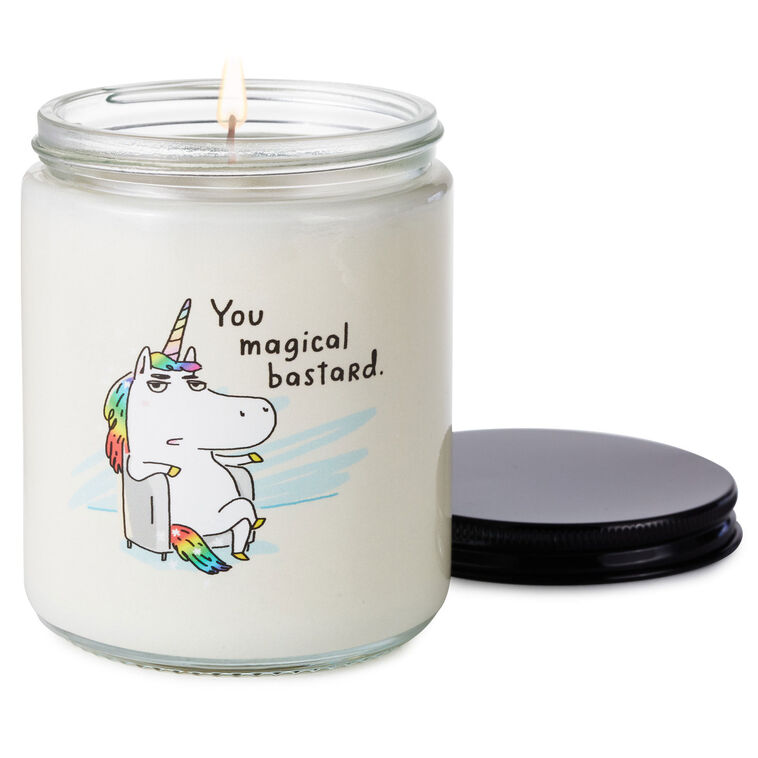 Hallmark Unicorn You Magical Bastard Scented Single-Wick Jar Candle 7 Oz