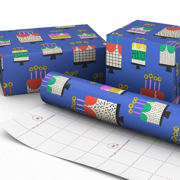 Hallmark Vanilla-Scented Birthday Cakes Wrapping Paper Roll 15 Sq. Ft