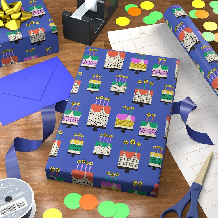 Hallmark Vanilla-Scented Birthday Cakes Wrapping Paper Roll 15 Sq. Ft