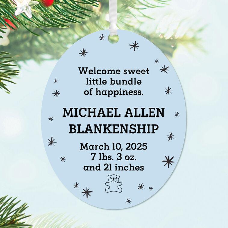 Hallmark Vertical Oval Metal Personalized Ornament Custom Text