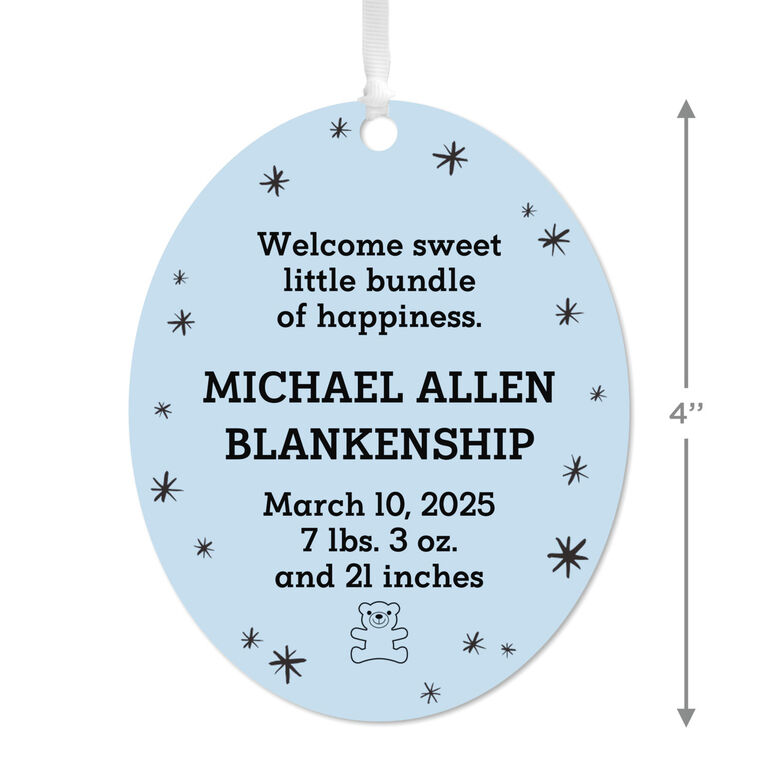 Hallmark Vertical Oval Metal Personalized Ornament Custom Text