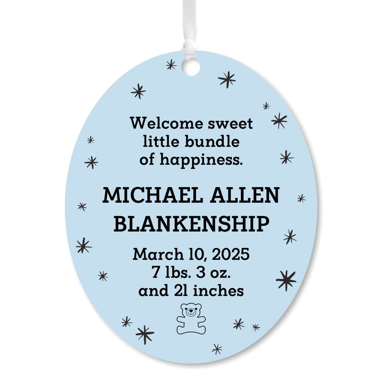 hallmark Vertical Oval Metal Personalized Ornament Custom Text