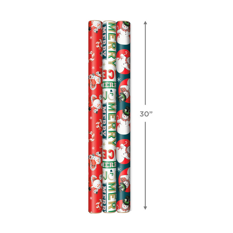 Hallmark Very Vintage Christmas 3-Pack Assortment Wrapping Paper 120 Sq. Ft