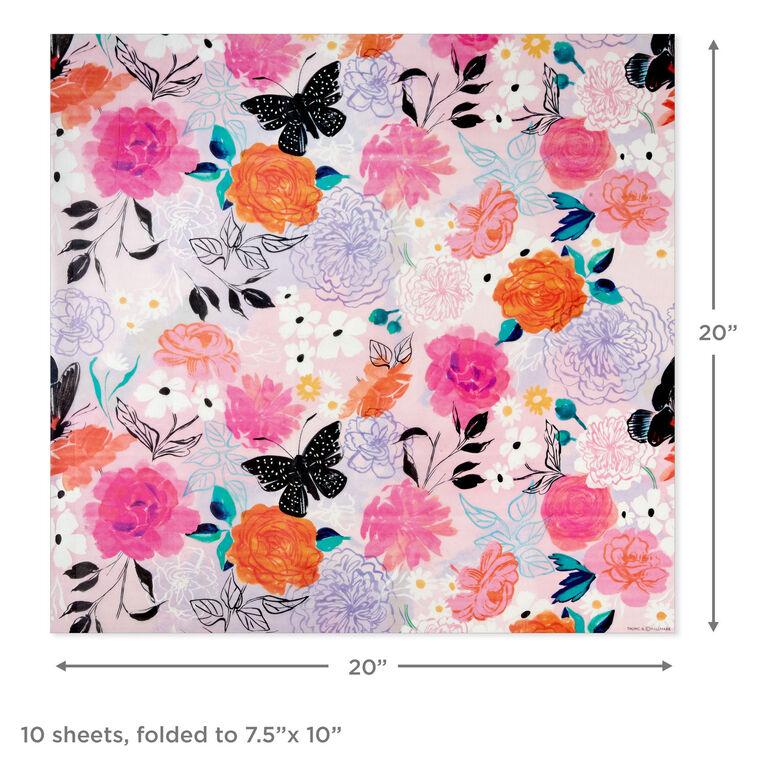 Hallmark Vibrant Floral Tissue Paper With Gift Tag Stickers 10 Sheets