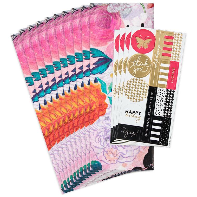 hallmark Vibrant Floral Tissue Paper With Gift Tag Stickers 10 sheets