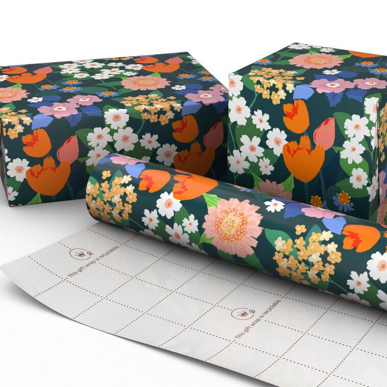 Hallmark Vibrant Flowers Wrapping Paper Mini Roll 38.8 Sq. Ft