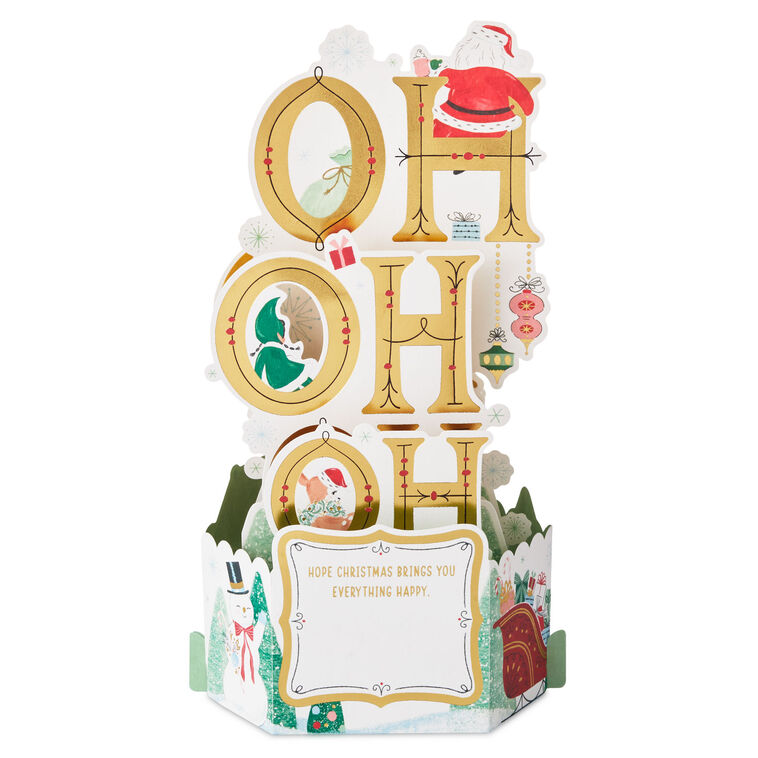 Hallmark Vintage Ho Ho Ho Santa 3D Pop-Up Christmas Card