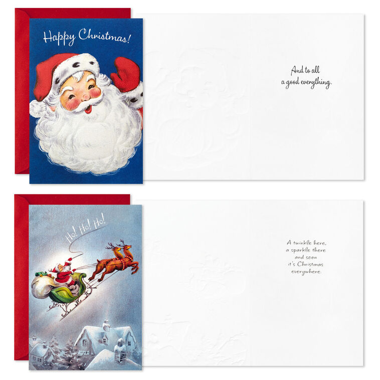 Hallmark Vintage Santa Assortment Boxed Christmas Cards Pack Of 12