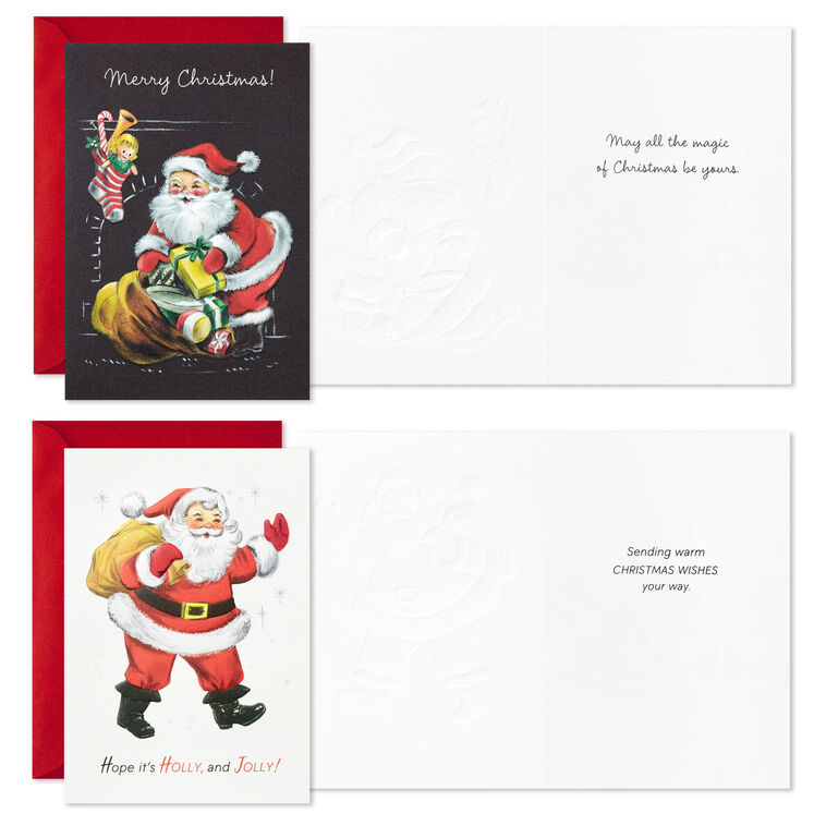 Hallmark Vintage Santa Assortment Boxed Christmas Cards Pack Of 12
