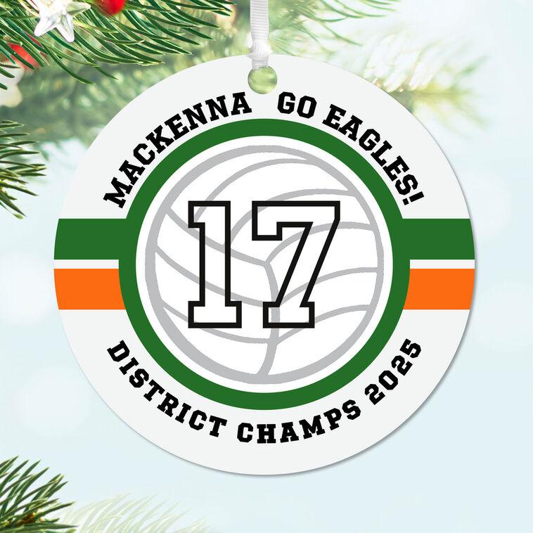 Hallmark Volleyball Round Metal Personalized Ornament Custom Text
