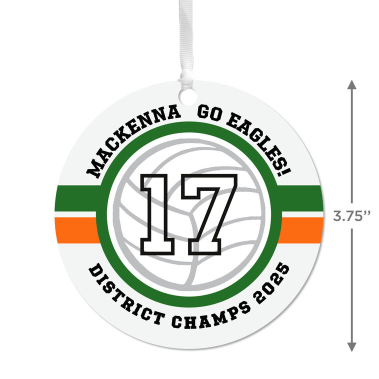 Hallmark Volleyball Round Metal Personalized Ornament Custom Text