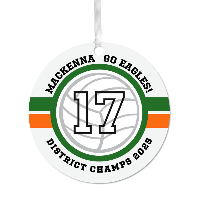 hallmark Volleyball Round Metal Personalized Ornament Custom Text