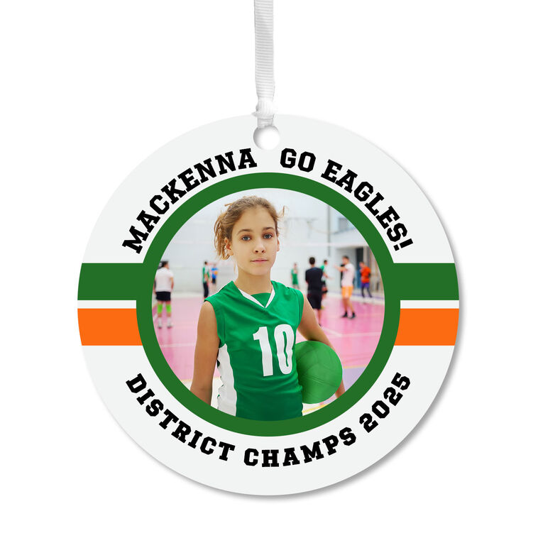 hallmark Volleyball Round Metal Personalized Ornament Custom Photo and Text