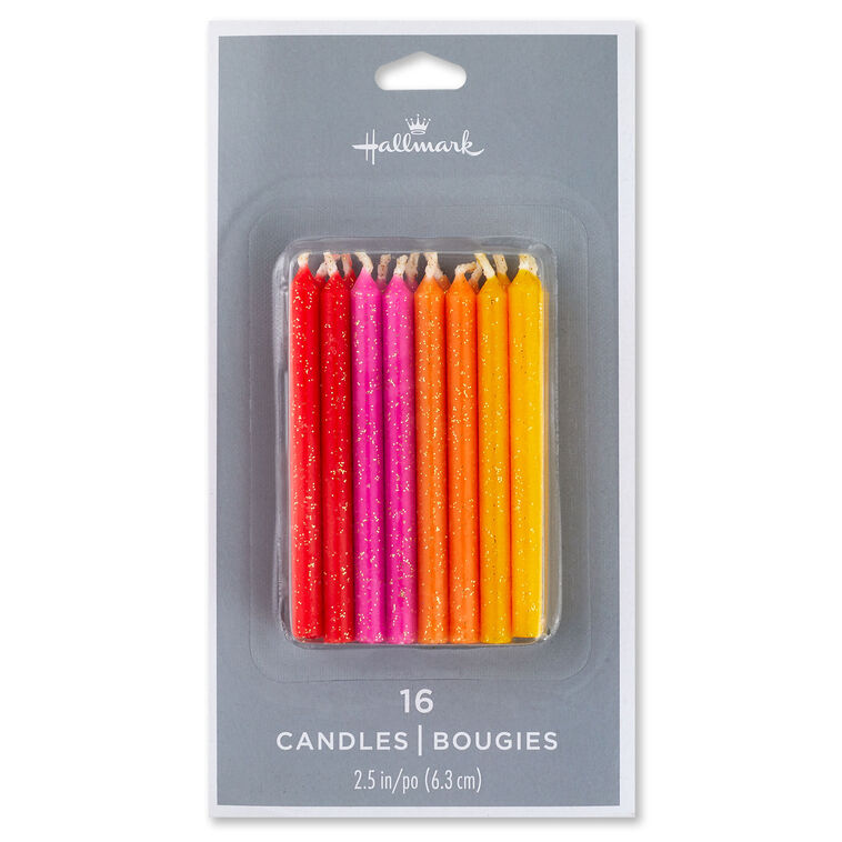 Hallmark Warm Hues With Glitter Birthday Candles Set Of 16