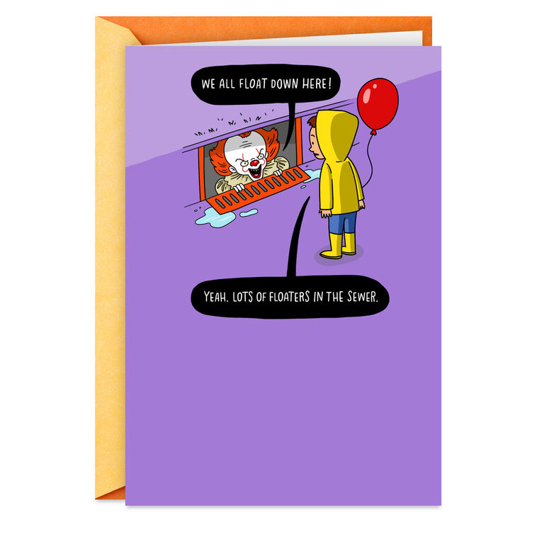 hallmark Warner Bros. IT Pennywise Floating Your Way Funny Halloween Card