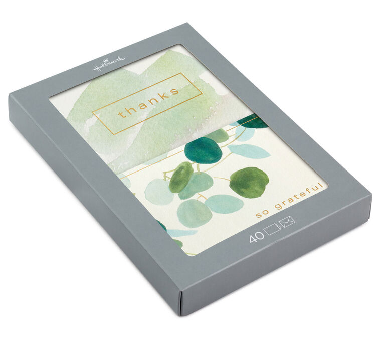 hallmark Watercolor Eucalyptus Assorted Blank Thank-You Notes Pack of 40