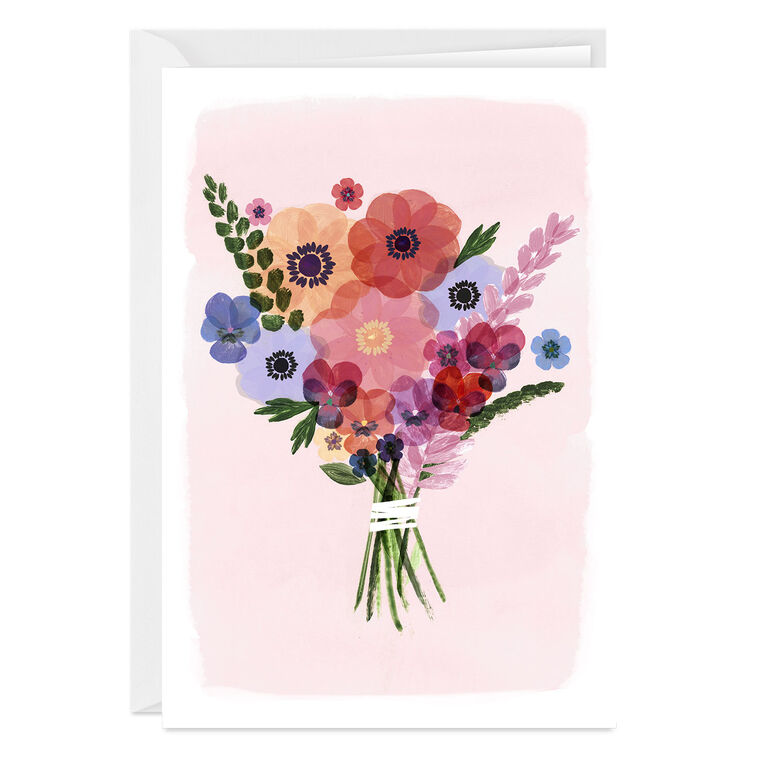 hallmark Watercolor Floral Bouquet Blank Custom Card