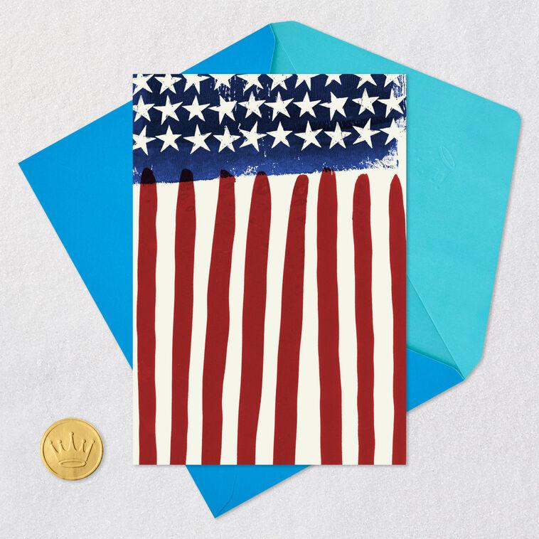 Hallmark Watercolor Stars And Stripes Patriotic Blank Card