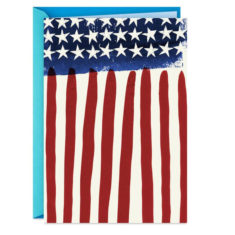 hallmark Watercolor Stars and Stripes Patriotic Blank Card