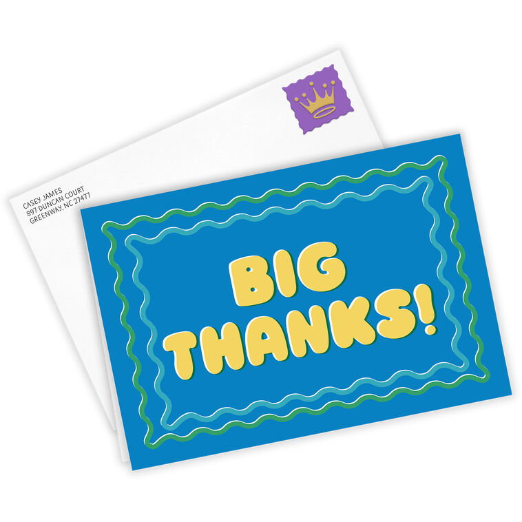 Hallmark Wavy Ripples Big Thanks Custom Thank You Card