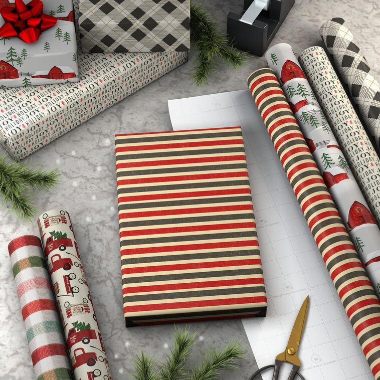 Hallmark Weathered And Warm 6-Pack Assorted Holiday Wrapping Paper Roll Bundle 180 Sq. Ft. Total