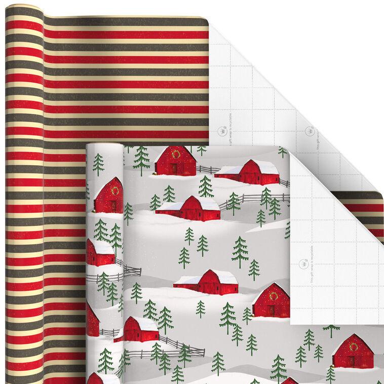 Hallmark Weathered And Warm 6-Pack Assorted Holiday Wrapping Paper Roll Bundle 180 Sq. Ft. Total