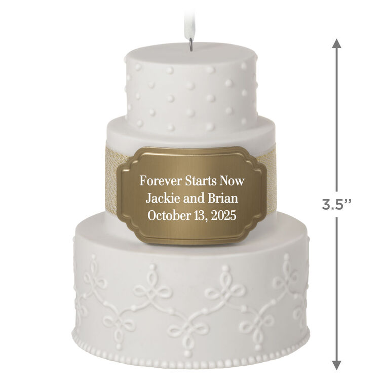 Hallmark Wedding Cake Ceramic Personalized Ornament Custom Text