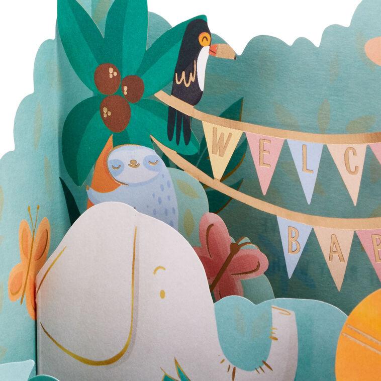 Hallmark Welcome Baby Jungle Animals 3D Pop-Up New Baby Card