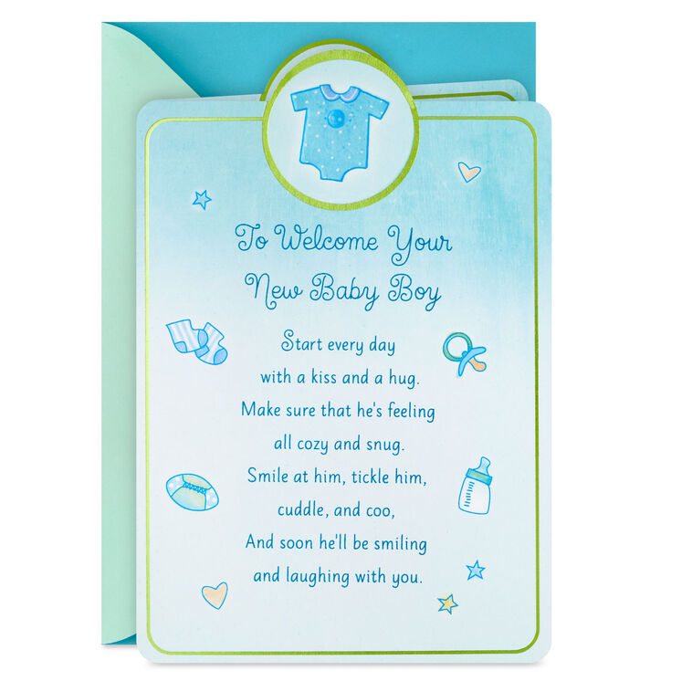 hallmark Welcome With a Kiss and Hug New Baby Boy Card