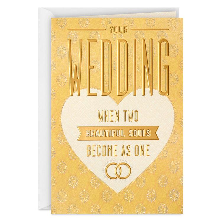 hallmark When Two Beautiful Souls Become as One Wedding Card