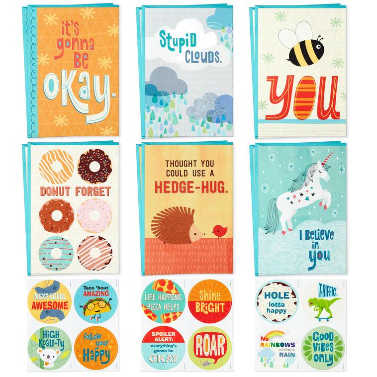 hallmark Whimsical Assorted Kids' Encouragement Cards With Stickers Pack of 12