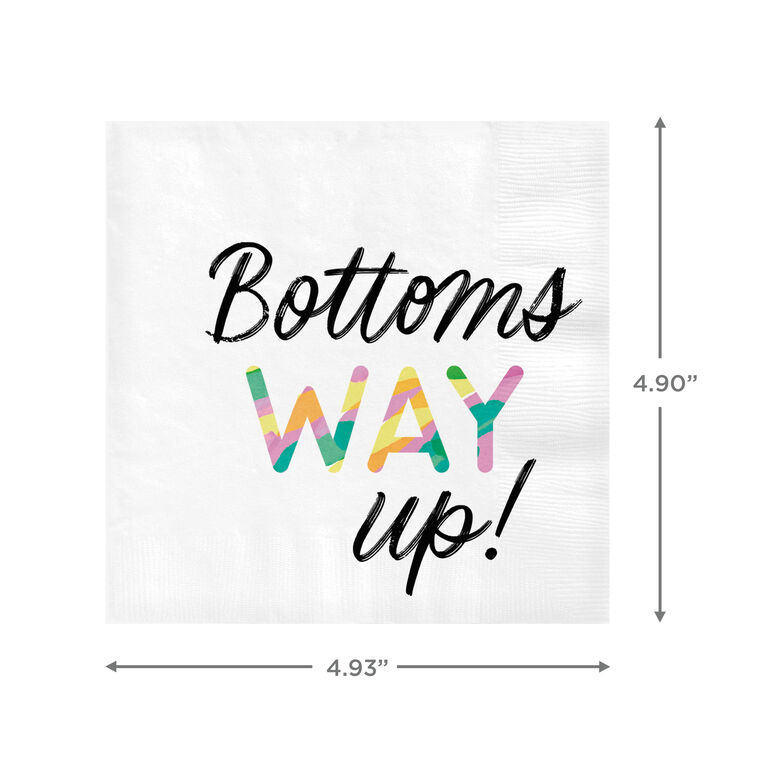 Hallmark White "Bottoms Way Up" Cocktail Napkins Set Of 16