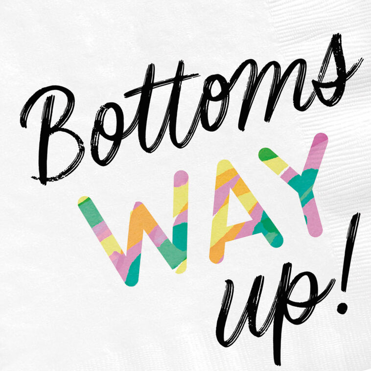 Hallmark White "Bottoms Way Up" Cocktail Napkins Set Of 16