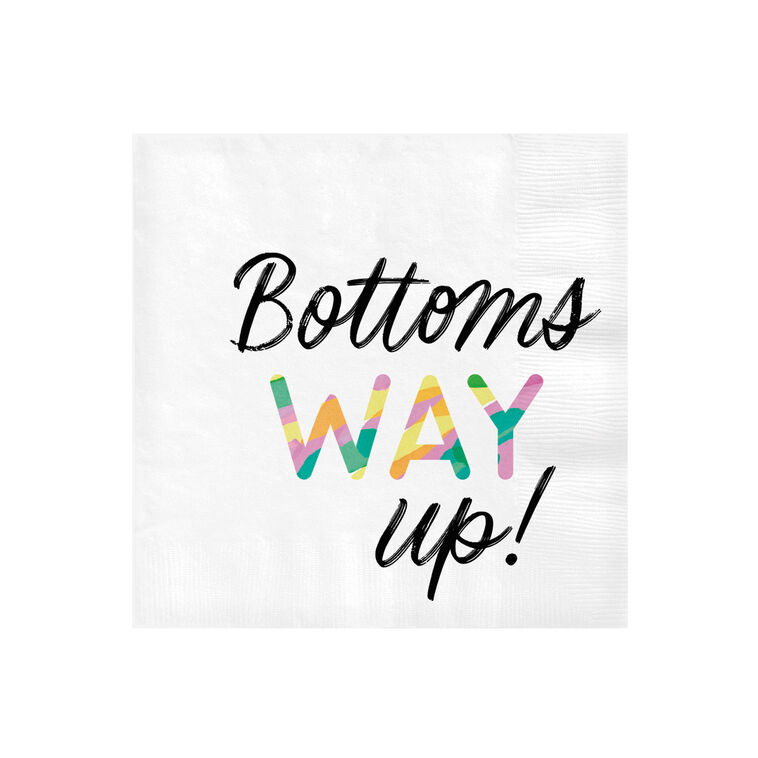 hallmark White "Bottoms Way Up" Cocktail Napkins Set of 16