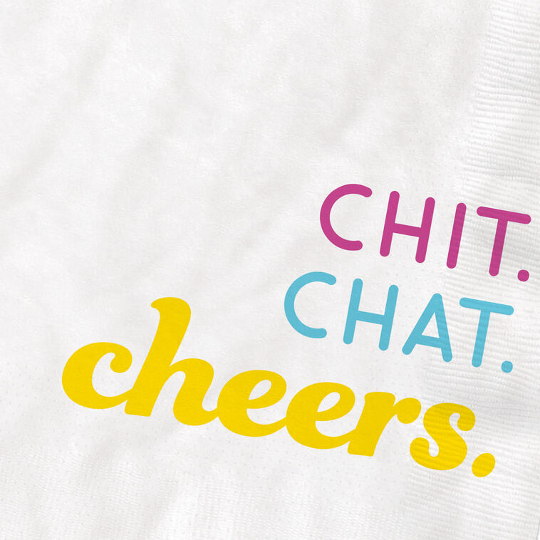 Hallmark White "Chit Chat Cheers" Cocktail Napkins Set Of 16
