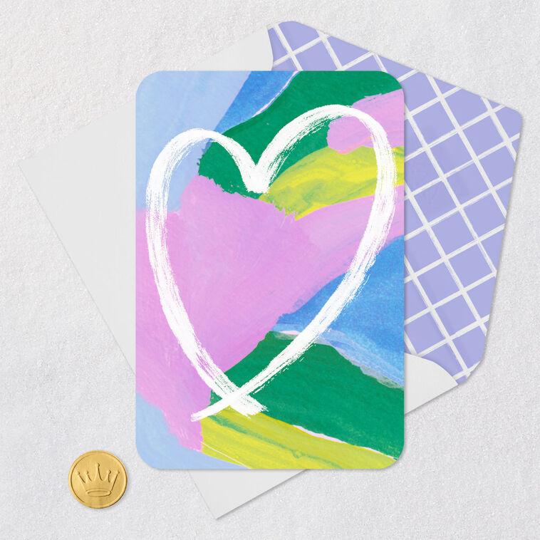 Hallmark White Heart On Colorful Abstract Print Blank Card