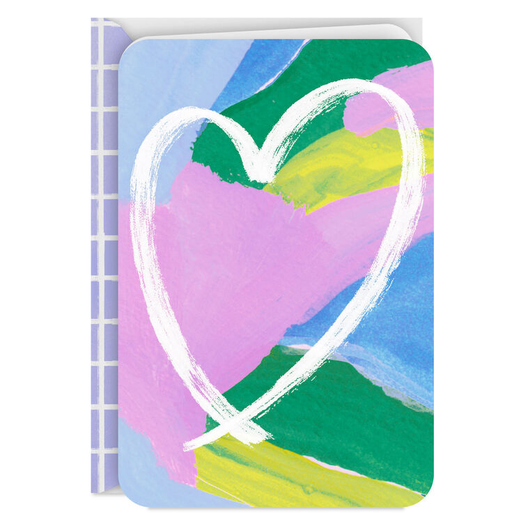 hallmark White Heart on Colorful Abstract Print Blank Card