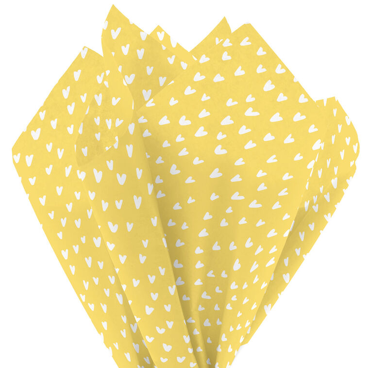 Hallmark White Hearts On Yellow Tissue Paper 6 Sheets