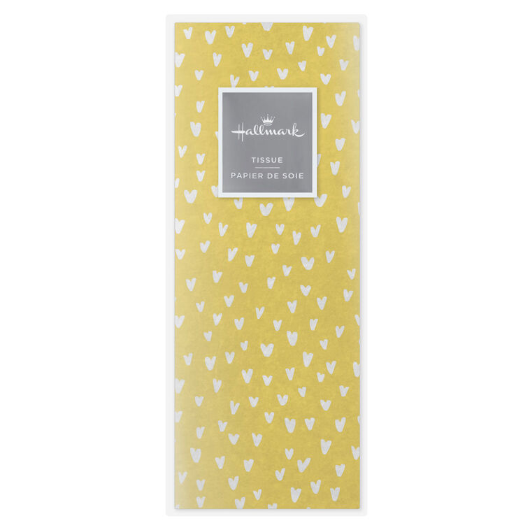Hallmark White Hearts On Yellow Tissue Paper 6 Sheets