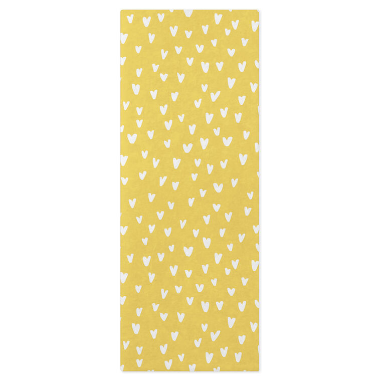 hallmark White Hearts on Yellow Tissue Paper 6 Sheets
