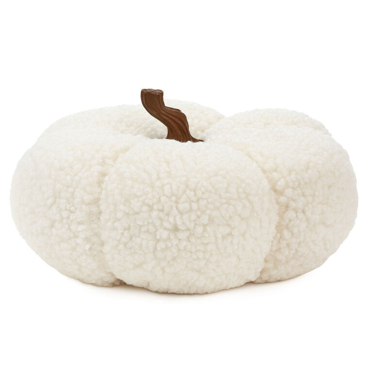 hallmark White Plush Fabric Pumpkin Fall Decoration