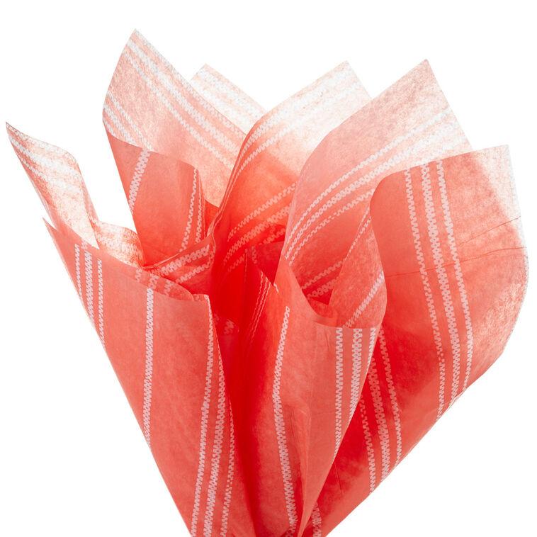 Hallmark White Stripes On Coral Tissue Paper 6 Sheets