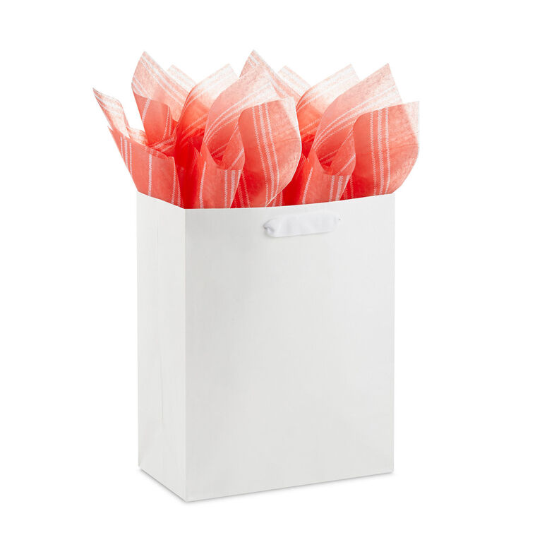 Hallmark White Stripes On Coral Tissue Paper 6 Sheets